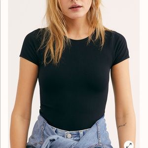 Free people spandex material cap sleeve top